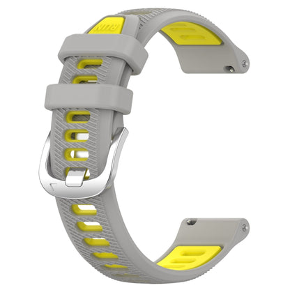 For Garmin move Trend 20mm Sports Two-Color Steel Buckle Silicone Watch Band(Grey+Yellow) - Smart Wear by PMC Jewellery | Online Shopping South Africa | PMC Jewellery