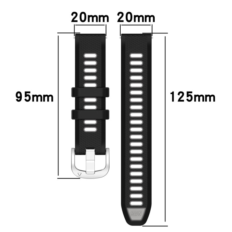 For Garmin Venu 20mm Sports Two-Color Steel Buckle Silicone Watch Band(Starlight+Black) - Smart Wear by PMC Jewellery | Online Shopping South Africa | PMC Jewellery