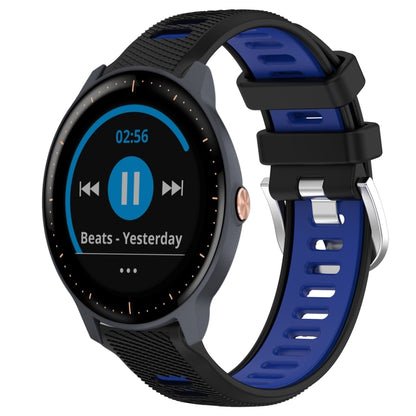 For Garmin Vivoactive3 Music 20mm Sports Two-Color Steel Buckle Silicone Watch Band(Black+Blue) - Smart Wear by PMC Jewellery | Online Shopping South Africa | PMC Jewellery