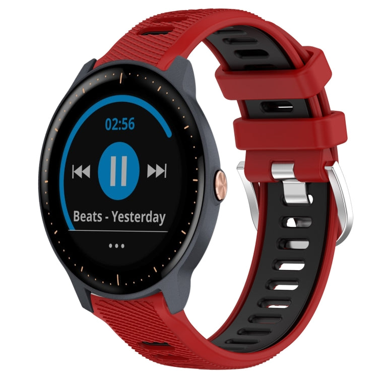 For Garmin Vivoactive3 Music 20mm Sports Two-Color Steel Buckle Silicone Watch Band(Red+Black) - Smart Wear by PMC Jewellery | Online Shopping South Africa | PMC Jewellery