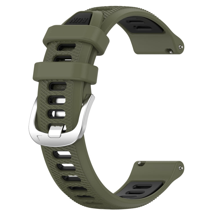 For Garmin Approach S40 20mm Sports Two-Color Steel Buckle Silicone Watch Band(Army Green+Black) - Smart Wear by PMC Jewellery | Online Shopping South Africa | PMC Jewellery
