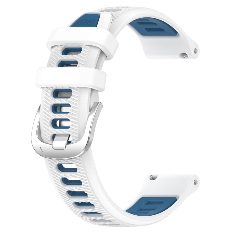 For Garmin Forerunner 158 20mm Sports Two-Color Steel Buckle Silicone Watch Band(White+Blue) -  by PMC Jewellery | Online Shopping South Africa | PMC Jewellery