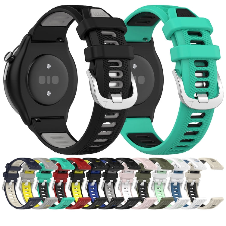 For Amazfit GTS 2 Mini 22mm Cross Texture Two Color Silicone Steel Buckle Watch Band(Black+Blue) -  by PMC Jewellery | Online Shopping South Africa | PMC Jewellery