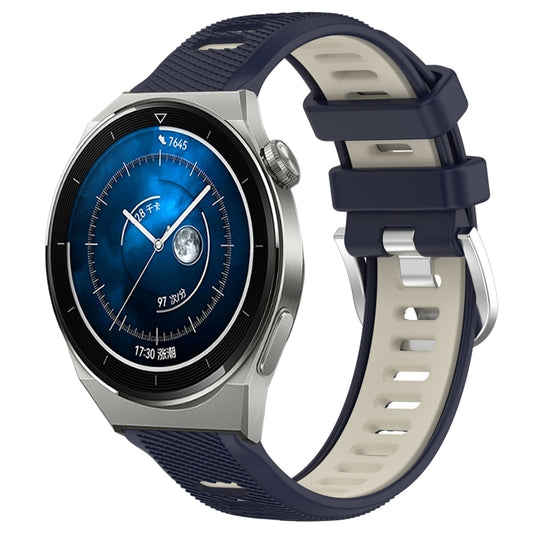 For Huawei Watch GT3 Pro 43mm 20mm Sports Two-Color Steel Buckle Silicone Watch Band(Midnight Blue+Starlight) - Smart Wear by PMC Jewellery | Online Shopping South Africa | PMC Jewellery