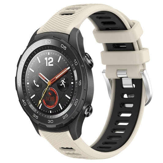 For Huawei Watch 2 20mm Sports Two-Color Steel Buckle Silicone Watch Band(Starlight+Black) - Smart Wear by PMC Jewellery | Online Shopping South Africa | PMC Jewellery