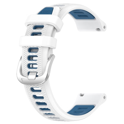 For Huawei GT2 46mm 22mm Sports Two-Color Steel Buckle Silicone Watch Band(White+Blue) - Smart Wear by PMC Jewellery | Online Shopping South Africa | PMC Jewellery