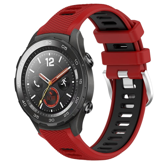 For Honor Magic Watch 2 46mm 22mm Sports Two-Color Steel Buckle Silicone Watch Band(Red+Black) - Smart Wear by PMC Jewellery | Online Shopping South Africa | PMC Jewellery