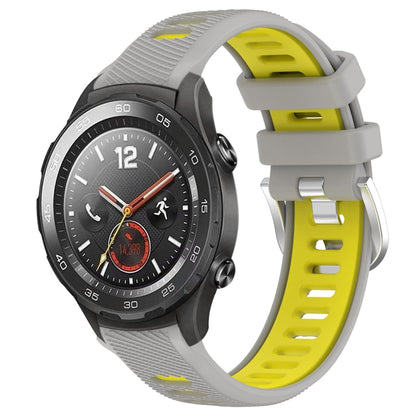 For Honor Magic Watch 2 46mm 22mm Sports Two-Color Steel Buckle Silicone Watch Band(Grey+Yellow) - Smart Wear by PMC Jewellery | Online Shopping South Africa | PMC Jewellery