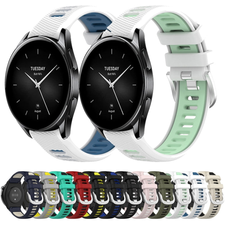 For Xiaomi Watch S2 46mm 22mm Sports Two-Color Steel Buckle Silicone Watch Band(Starlight+Black) - Smart Wear by PMC Jewellery | Online Shopping South Africa | PMC Jewellery