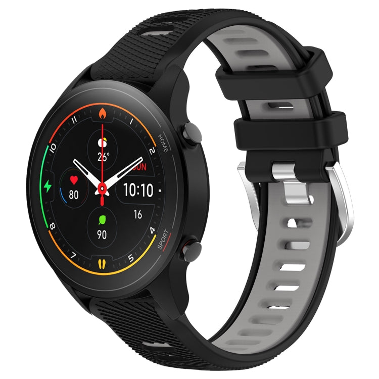 For Xiaomi MI Watch S1 Pro 22mm Sports Two-Color Steel Buckle Silicone Watch Band(Black+Grey) - Smart Wear by PMC Jewellery | Online Shopping South Africa | PMC Jewellery