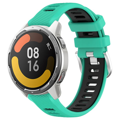 For Xiaomi Watch S1 Active 22mm Sports Two-Color Steel Buckle Silicone Watch Band(Lake Blue+Black) - Smart Wear by PMC Jewellery | Online Shopping South Africa | PMC Jewellery