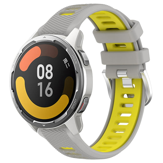 For Xiaomi Watch S1 Active 22mm Sports Two-Color Steel Buckle Silicone Watch Band(Grey+Yellow) - Smart Wear by PMC Jewellery | Online Shopping South Africa | PMC Jewellery