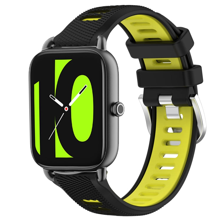 For Xiaomi Haylou RT2 LS10 22mm Sports Two-Color Steel Buckle Silicone Watch Band(Black+Lime Green) - Smart Wear by PMC Jewellery | Online Shopping South Africa | PMC Jewellery