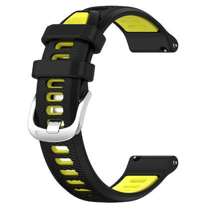 For Amazfit GTR 3 22mm Cross Texture Two Color Silicone Steel Buckle Watch Band(Black+Lime Green) -  by PMC Jewellery | Online Shopping South Africa | PMC Jewellery