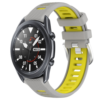 For Samsung Galaxy Watch3 45mm 22mm Sports Two-Color Steel Buckle Silicone Watch Band(Grey+Yellow) - Smart Wear by PMC Jewellery | Online Shopping South Africa | PMC Jewellery