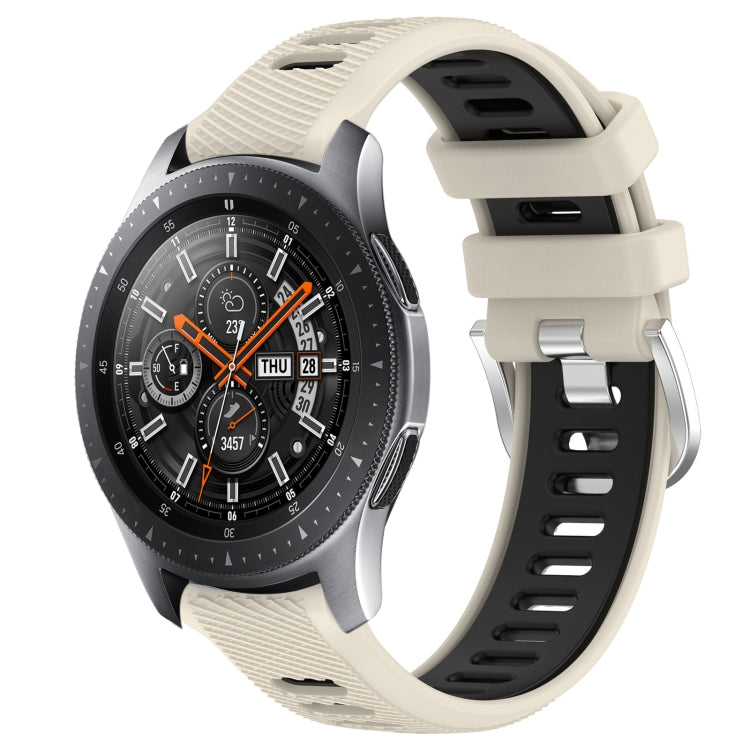 For Samsung Galaxy Watch 46mm 22mm Sports Two-Color Steel Buckle Silicone Watch Band(Starlight+Black) - Smart Wear by PMC Jewellery | Online Shopping South Africa | PMC Jewellery