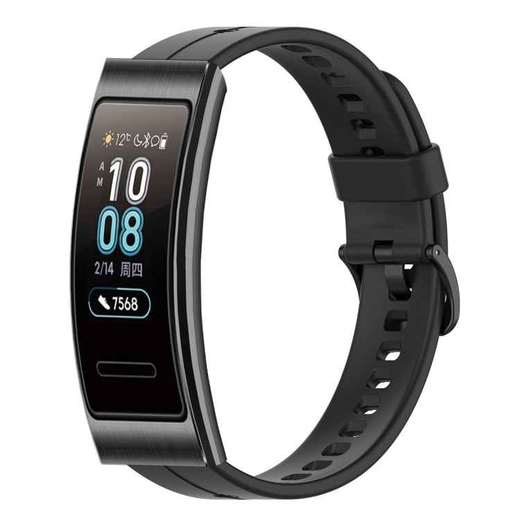 For Huawei Band 3 Solid Color Silicone Watch Band(Black) - Smart Wear by PMC TechLife | Online Shopping South Africa | PMC TechLife