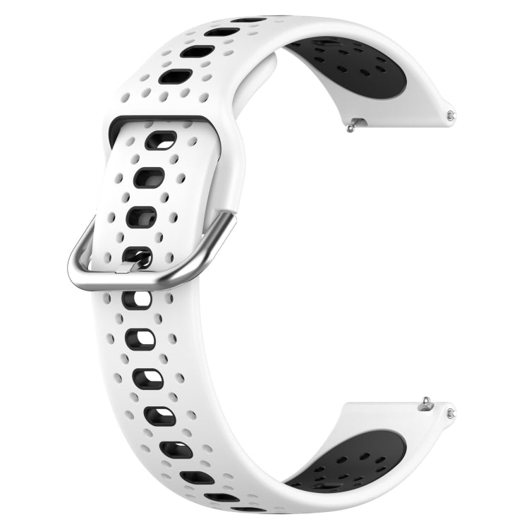 For Garmin Vivomove Sport 20mm Breathable Two-Color Silicone Watch Band(White+Black) - Watch Bands by PMC Jewellery | Online Shopping South Africa | PMC Jewellery