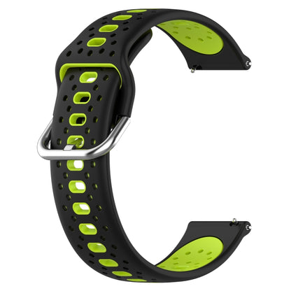 For Garmin Vivomove Sport 20mm Breathable Two-Color Silicone Watch Band(Black+Lime Green) - Watch Bands by PMC Jewellery | Online Shopping South Africa | PMC Jewellery