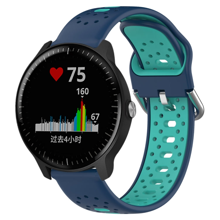 For Garmin Vivoactive3 Music 20mm Breathable Two-Color Silicone Watch Band(Blue+Teal) - Watch Bands by PMC Jewellery | Online Shopping South Africa | PMC Jewellery