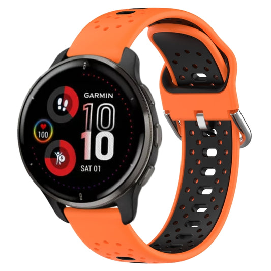 For Garmin Venu 2 Plus 20mm Breathable Two-Color Silicone Watch Band(Orange+Black) - Watch Bands by PMC Jewellery | Online Shopping South Africa | PMC Jewellery