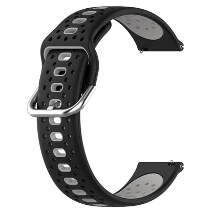 For Garmin Forerunner 55 20mm Breathable Two-Color Silicone Watch Band(Black+Grey) - Watch Bands by PMC Jewellery | Online Shopping South Africa | PMC Jewellery