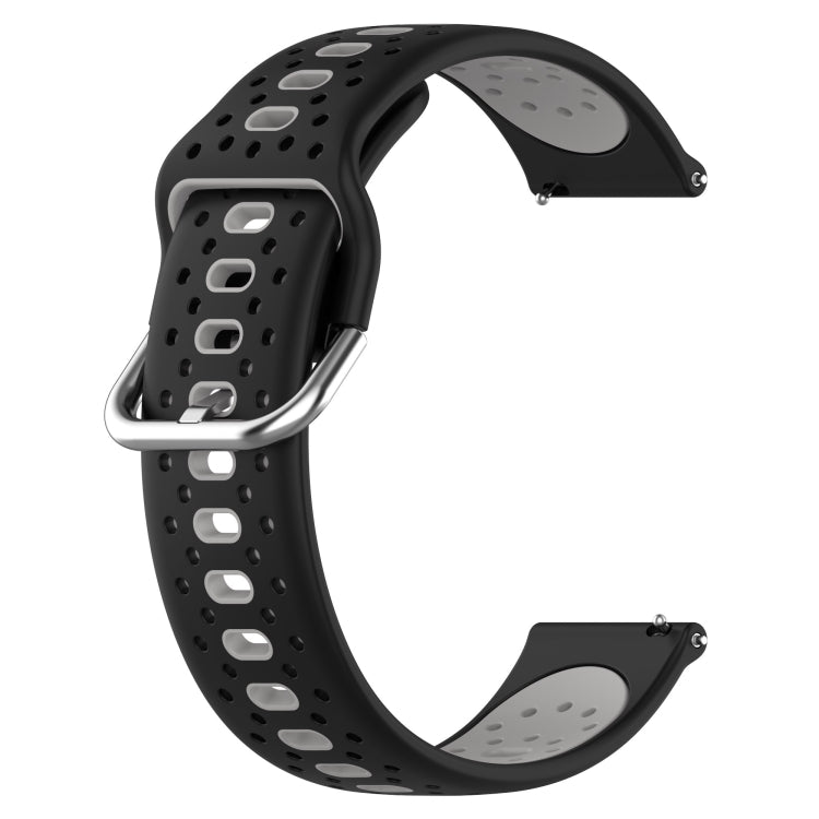 For Garmin Forerunner Sq2 20mm Breathable Two-Color Silicone Watch Band(Black+Grey) - Watch Bands by PMC Jewellery | Online Shopping South Africa | PMC Jewellery