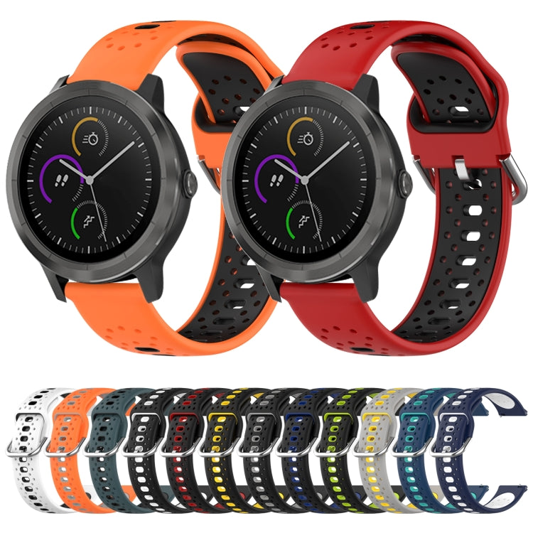 For Garmin Forerunner 645 20mm Breathable Two-Color Silicone Watch Band(Midnight Blue+White) - Watch Bands by PMC TechLife | Online Shopping South Africa | PMC TechLife