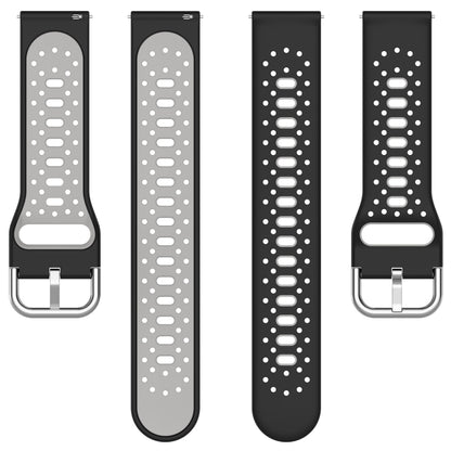 For Garmin Venu SQ 20mm Breathable Two-Color Silicone Watch Band(Black+White) - Watch Bands by PMC Jewellery | Online Shopping South Africa | PMC Jewellery