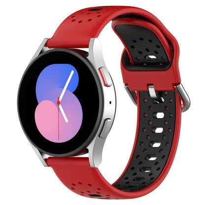 For Samsung  Galaxy Watch 4 Classic 42mm 20mm Breathable Two-Color Silicone Watch Band(Red+Black) - Watch Bands by PMC Jewellery | Online Shopping South Africa | PMC Jewellery