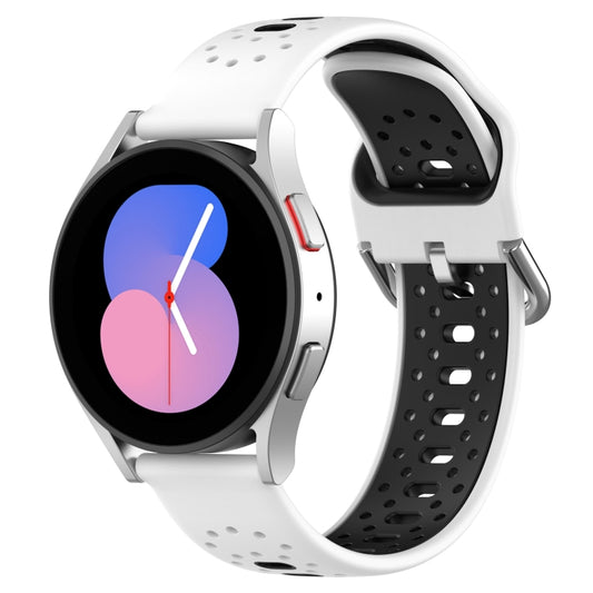 For Samsung Galaxy Watch Active 2 44mm 20mm Breathable Two-Color Silicone Watch Band(White+Black) - Watch Bands by PMC Jewellery | Online Shopping South Africa | PMC Jewellery