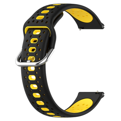 For Samsung Galaxy Watch 42mm 20mm Breathable Two-Color Silicone Watch Band(Black+Yellow) - Watch Bands by PMC Jewellery | Online Shopping South Africa | PMC Jewellery