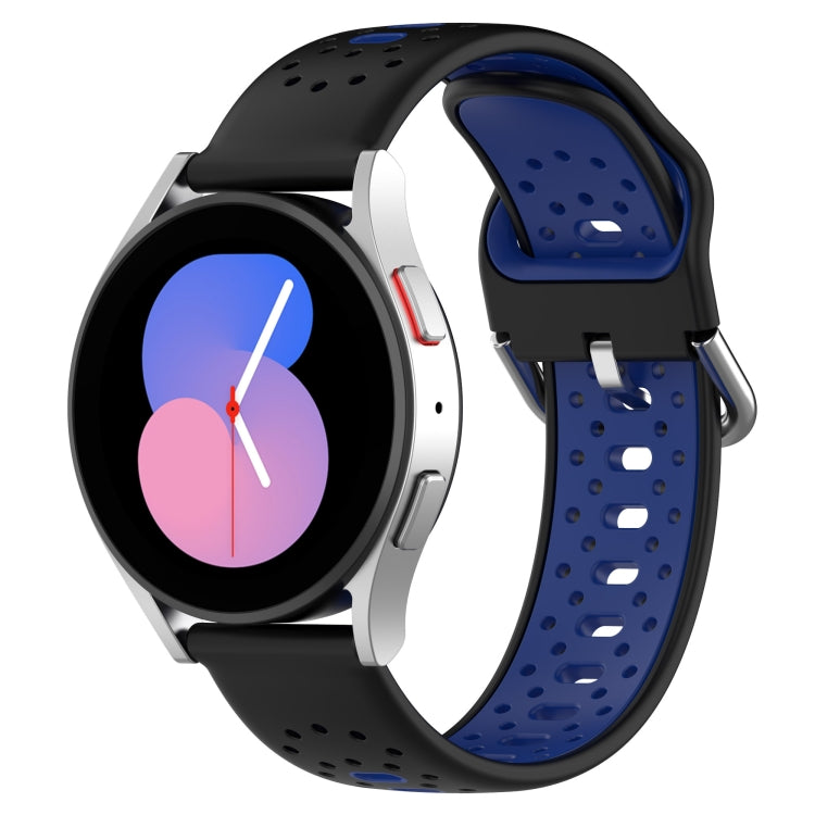 For Samsung Galaxy Watch 42mm 20mm Breathable Two-Color Silicone Watch Band(Black+Blue) - Watch Bands by PMC Jewellery | Online Shopping South Africa | PMC Jewellery