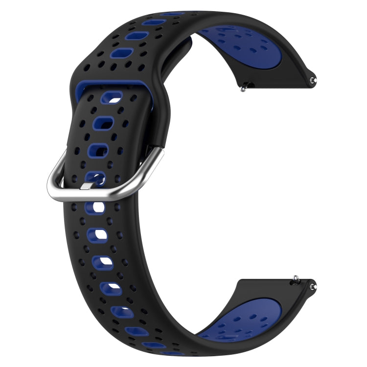 For Samsung Galaxy Watch 42mm 20mm Breathable Two-Color Silicone Watch Band(Black+Blue) - Watch Bands by PMC Jewellery | Online Shopping South Africa | PMC Jewellery