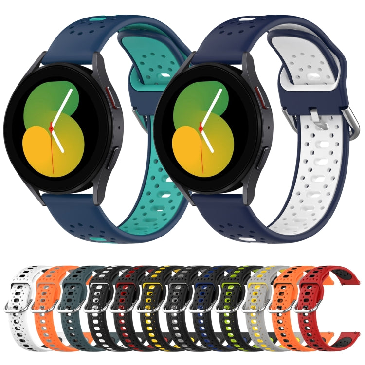 For Samsung Galaxy Watch Active 2 44mm 20mm Breathable Two-Color Silicone Watch Band(Black+Blue) - Watch Bands by PMC Jewellery | Online Shopping South Africa | PMC Jewellery