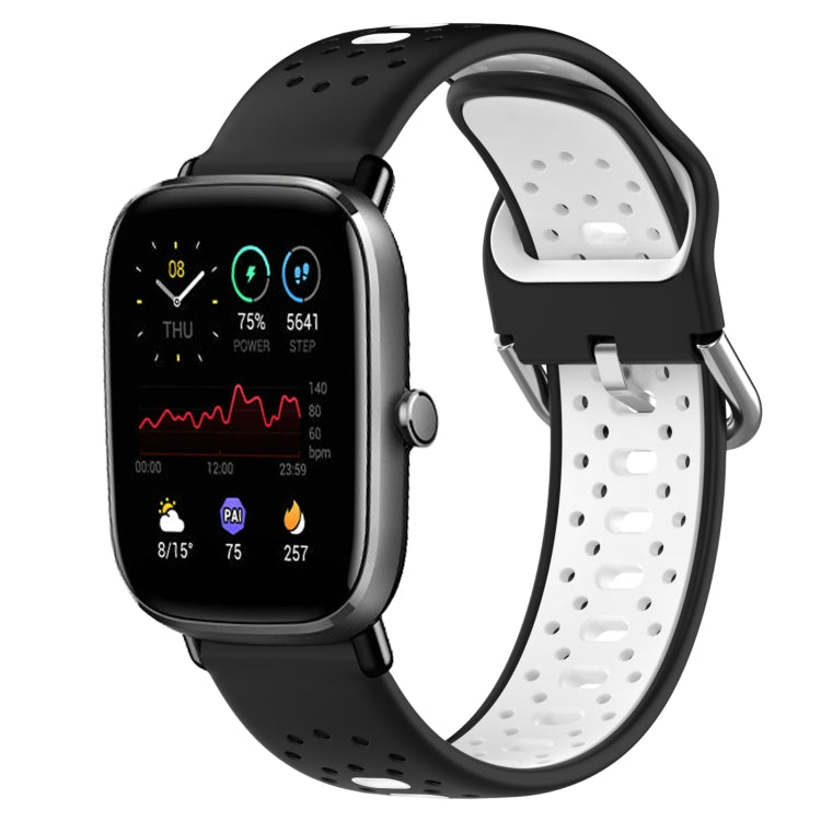 For Amazfit GTS 4 Mini 20mm Breathable Two-Color Silicone Watch Band(Black+White) - Watch Bands by PMC TechLife | Online Shopping South Africa | PMC TechLife