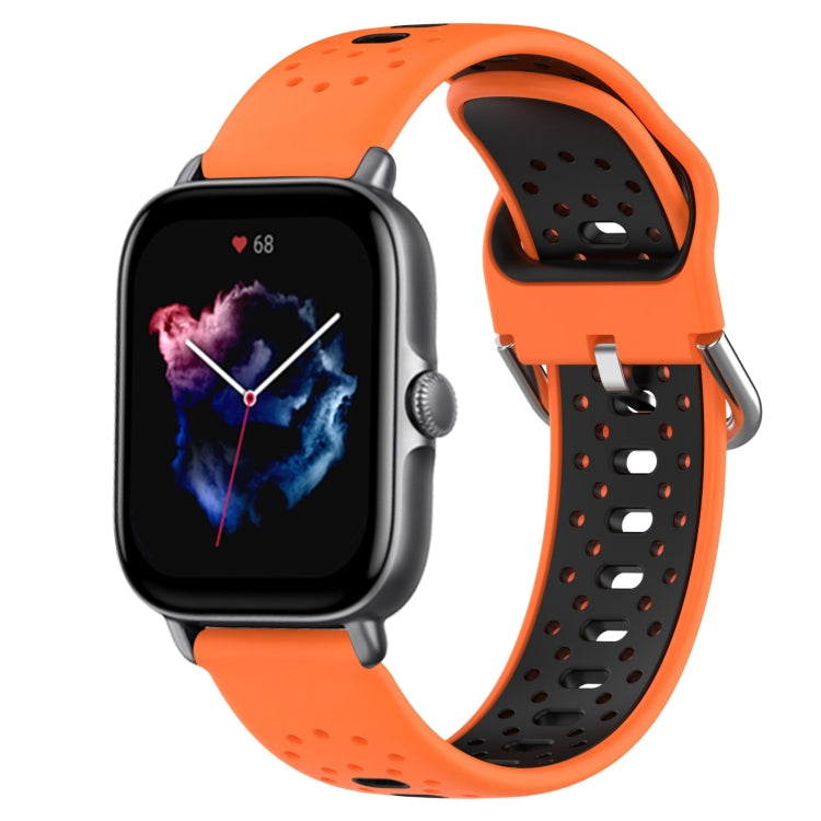 For Amazfit GTS 3 20mm Breathable Two-Color Silicone Watch Band(Orange+Black) - Watch Bands by PMC Jewellery | Online Shopping South Africa | PMC Jewellery