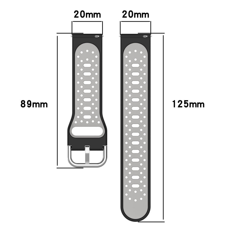 For Amazfit GTS 2 Mini 20mm Breathable Two-Color Silicone Watch Band(Black+Grey) -  by PMC TechLife | Online Shopping South Africa | PMC TechLife