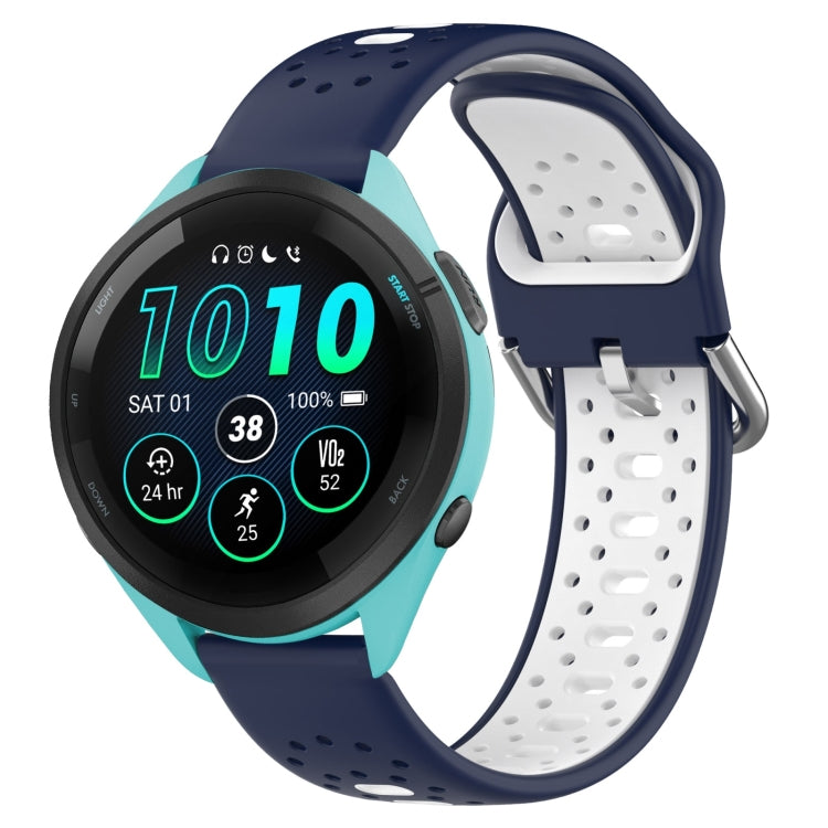 For Garmin Forerunner 265 22mm Breathable Two-Color Silicone Watch Band(Midnight Blue+White) -  by PMC TechLife | Online Shopping South Africa | PMC TechLife