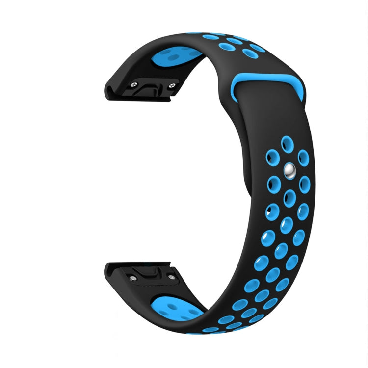 For Garmin MARQ Athlete Gen 2 22mm Sports Breathable Silicone Watch Band(Black+Blue) -  by PMC Jewellery | Online Shopping South Africa | PMC Jewellery