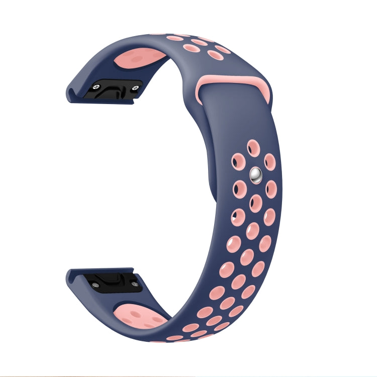 For Garmin Fenix 7 Solar 22mm Sports Breathable Silicone Watch Band(Midnight Blue+Pink) - Watch Bands by PMC Jewellery | Online Shopping South Africa | PMC Jewellery