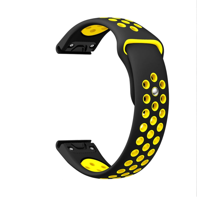 For Garmin EPIX Gen 2 22mm Sports Breathable Silicone Watch Band(Black+Yellow) -  by PMC Jewellery | Online Shopping South Africa | PMC Jewellery