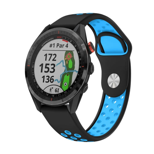 For Garmin Approach S62 22mm Sports Breathable Silicone Watch Band(Black+Blue) -  by PMC Jewellery | Online Shopping South Africa | PMC Jewellery