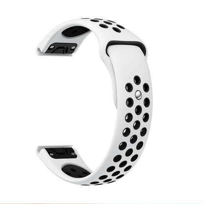 For Garmin Fenix 6 GPS 22mm Sports Breathable Silicone Watch Band(White+Black) -  by PMC Jewellery | Online Shopping South Africa | PMC Jewellery