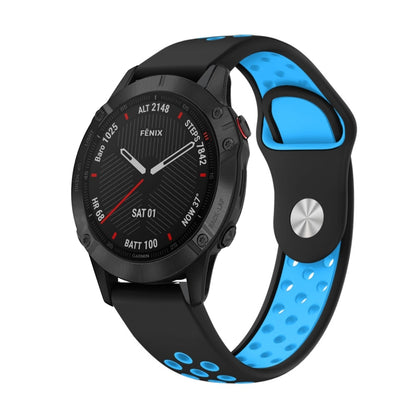 For Garmin Fenix 6 Sapphire GPS 22mm Sports Breathable Silicone Watch Band(Black+Blue) -  by PMC Jewellery | Online Shopping South Africa | PMC Jewellery