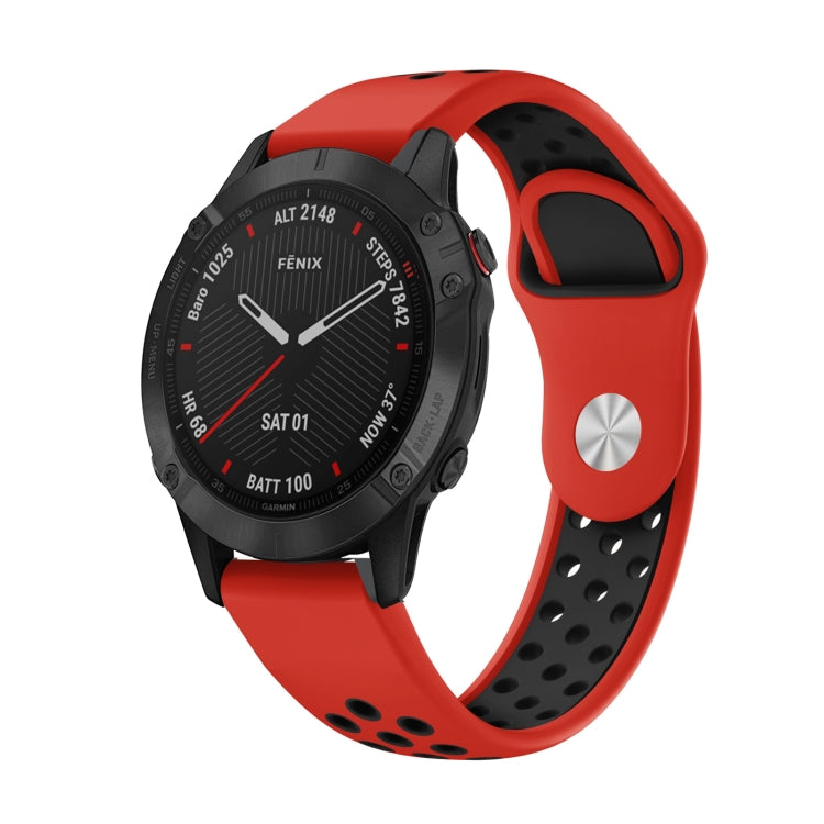 For Garmin Fenix 6 Sapphire GPS 22mm Sports Breathable Silicone Watch Band(Red+Black) -  by PMC Jewellery | Online Shopping South Africa | PMC Jewellery