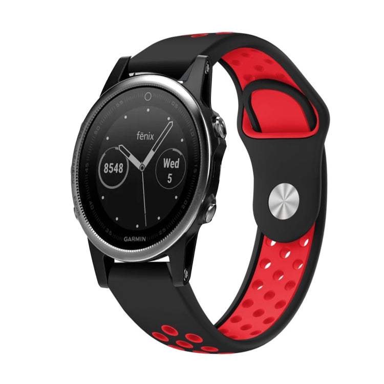 For Garmin Fenix 5 22mm Sports Breathable Silicone Watch Band(Black+Red) -  by PMC Jewellery | Online Shopping South Africa | PMC Jewellery