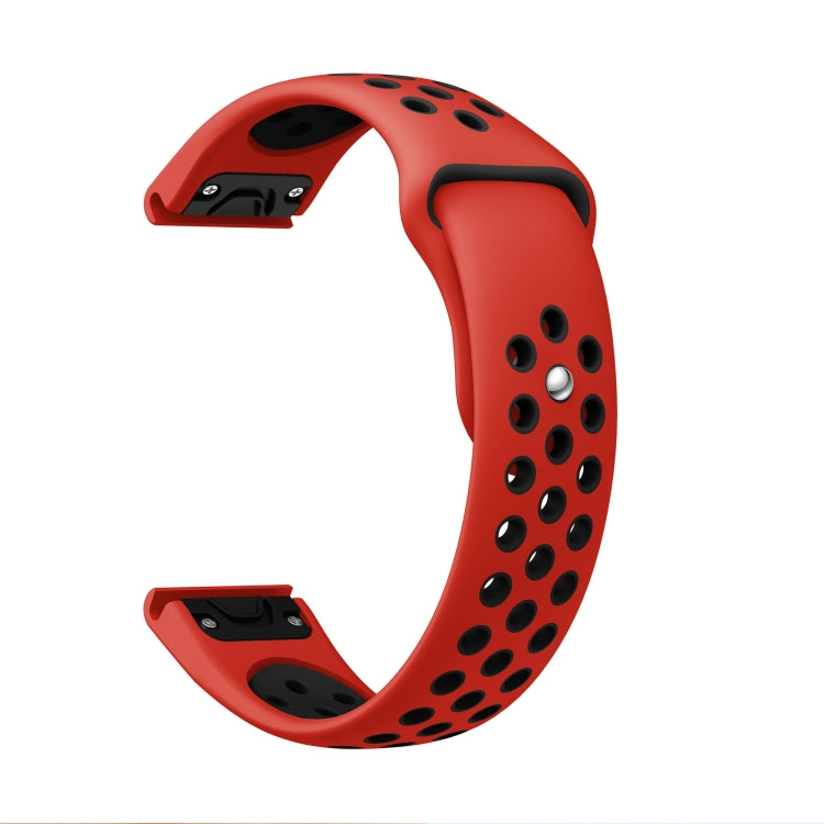 For Garmin Fenix 5 22mm Sports Breathable Silicone Watch Band(Red+Black) -  by PMC Jewellery | Online Shopping South Africa | PMC Jewellery