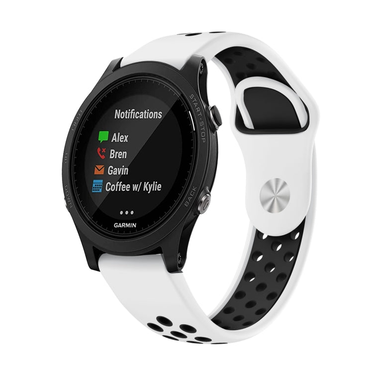 For Garmin Forerunner 935 22mm Sports Breathable Silicone Watch Band(White+Black) -  by PMC Jewellery | Online Shopping South Africa | PMC Jewellery