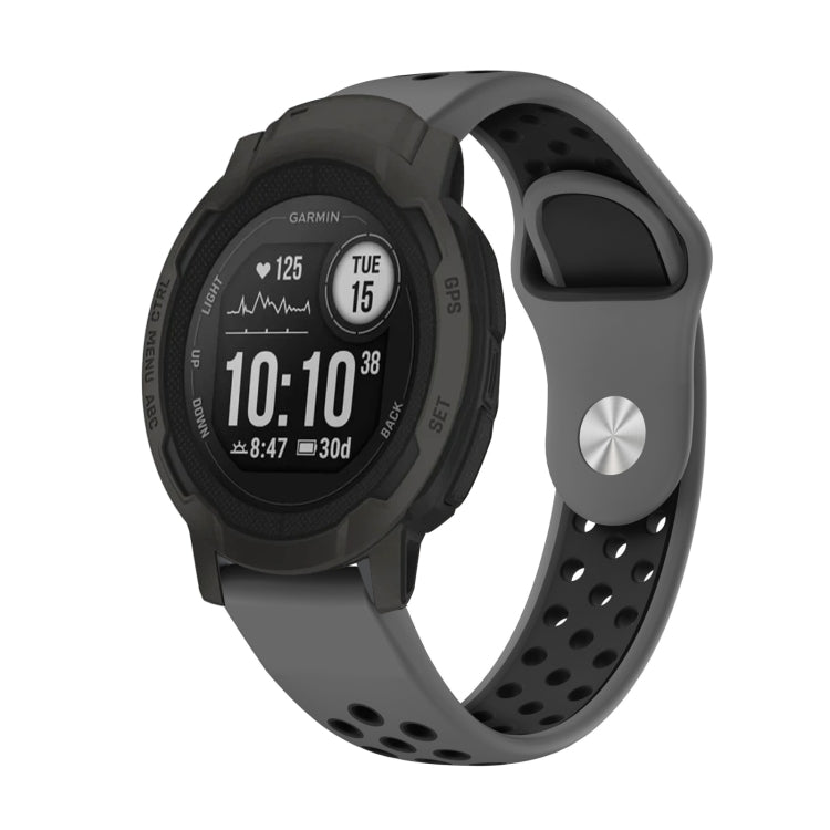 For Garmin Instinct 2 22mm Sports Breathable Silicone Watch Band(Grey+Black) -  by PMC Jewellery | Online Shopping South Africa | PMC Jewellery